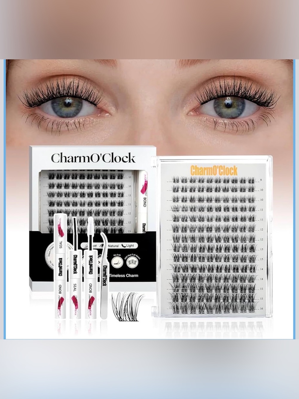 Lash Clusters Kit with Bond & Seal & Tweezers 140PCS Featherlight Individual